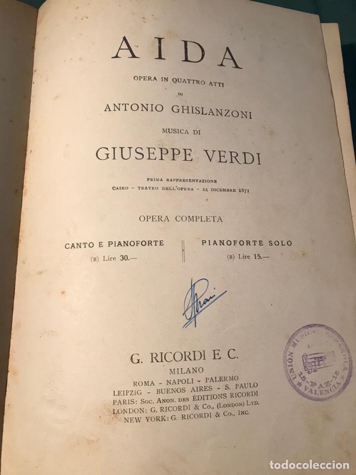 Libros antiguos: Aida ópera internacional quattro atribuido di Antonio Ghislanzoi música de giuseppe verdi 1871 - Foto 4 - 245744250