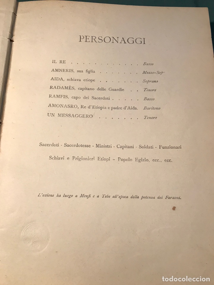 Libros antiguos: Aida ópera internacional quattro atribuido di Antonio Ghislanzoi música de giuseppe verdi 1871 - Foto 5 - 245744250
