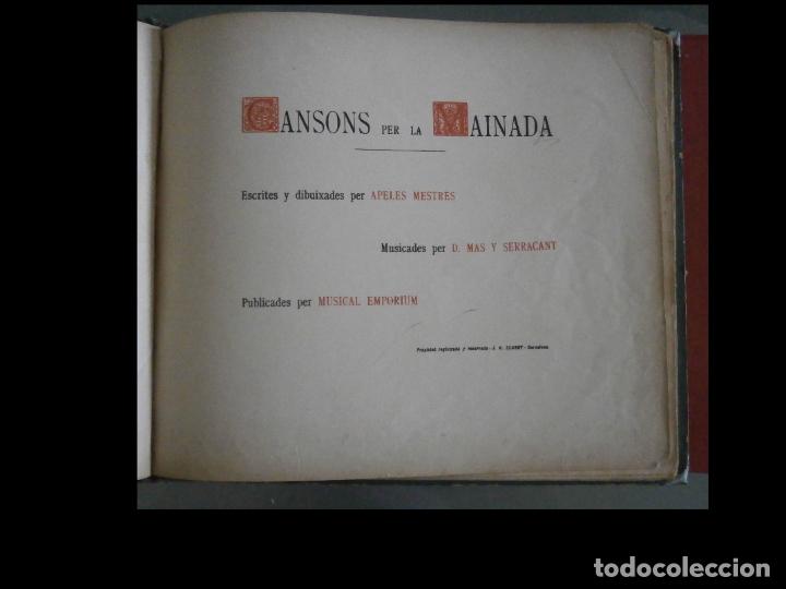 Libros antiguos: Cansons per la mainada. Apeles Mestres - Foto 3