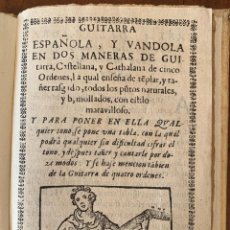 Libros antiguos: GUITARRA ESPAÑOLA, Y VANDOLA EN DOS MANERAS DE GUITARRA, CASTELLANA, Y CATHALANA AMAT JOAN CARLES