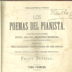 Libros antiguos: 4230.-LOS POEMAS DEL PIANISTA-CRITICA DE SONATAS DE PIANO DE BEETHOVEN-FELIPE PEDRELL. Lote 320746488