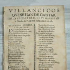 Libros antiguos: MUY RARO: CAPILLA REAL DE SU MAGESTAD - VILLANCICOS DE NAVIDAD, AÑO 1676. Lote 341555728