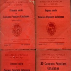 Libros antiguos: CANÇONS POPULARS CATALANES - 4 VOLUMS (L' AVENÇ , 1911)