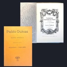 Libros antiguos: PABLO DUKAS. (1921) SAMAZEUILH, G. NOTAS DE E. L. CHAVARRI.UNIÓN MUSICAL