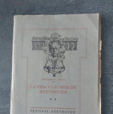 Libros antiguos: VIDA Y OBRA DE BEETHOVEN - ENRIQUE G. GOMÁ - FILARMÓNICA DE VALENCIA - 1927