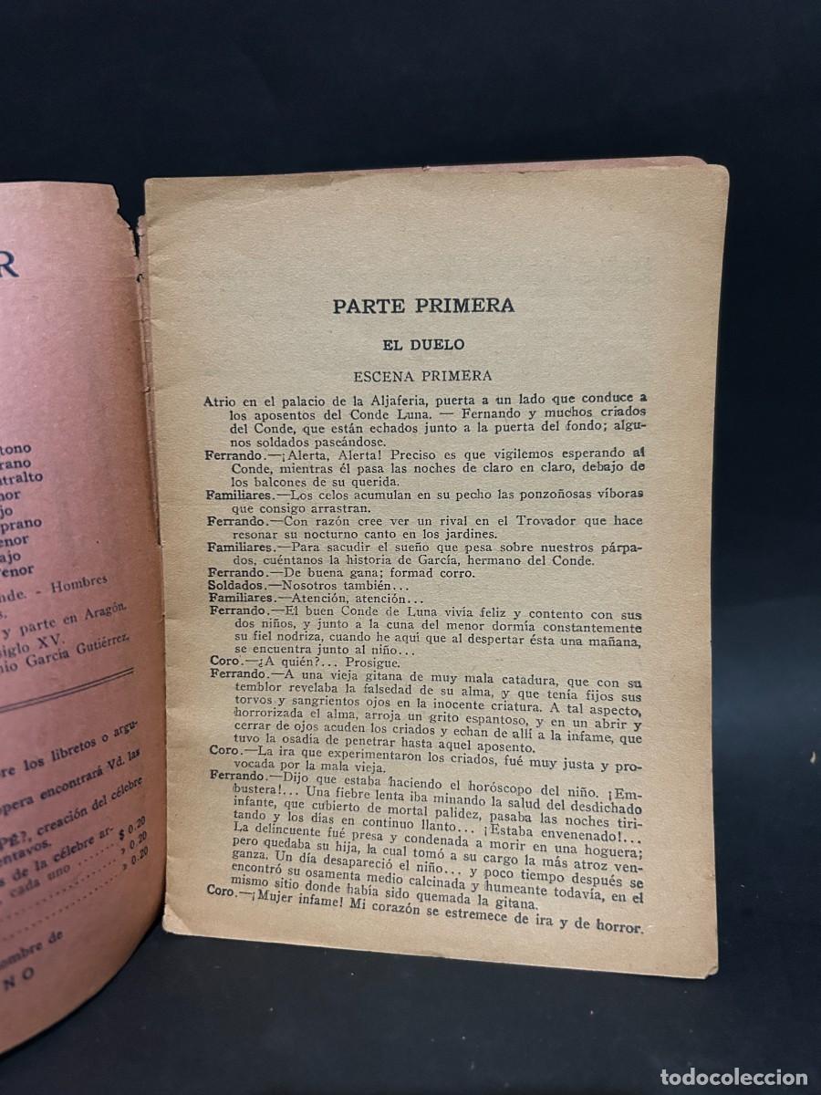 Libros antiguos: JOSE VERDI - EL TROVADOR - PROGRAMA DE OPERA - Foto 2