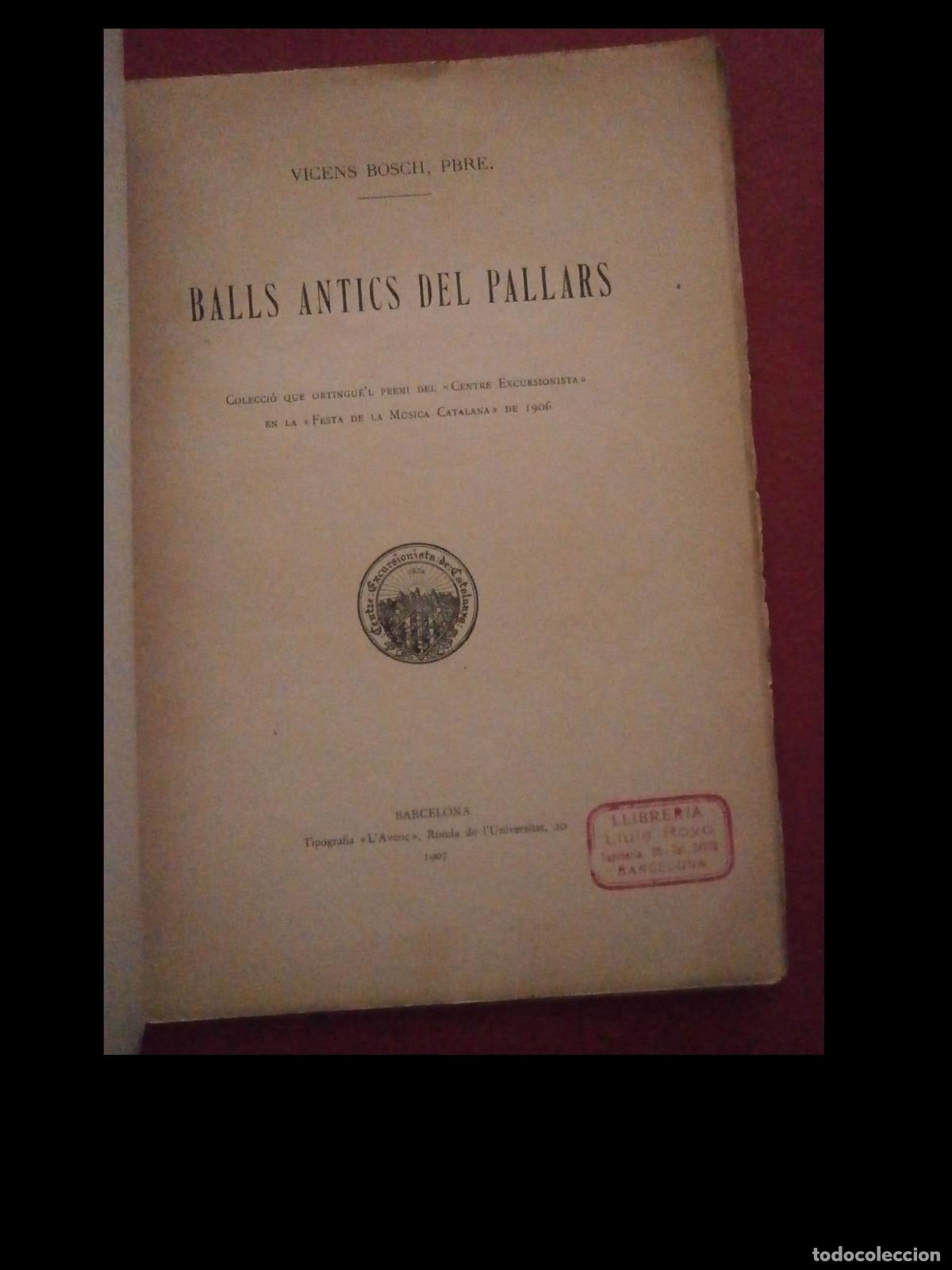 Libros antiguos: Balls Antics del Pallars. Vicens Bosch - Foto 6
