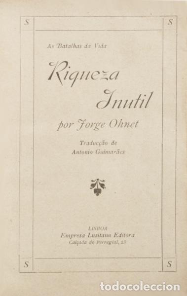 Libros antiguos: OHNET. (George) - RIQUEZA INUTIL. - Foto 1