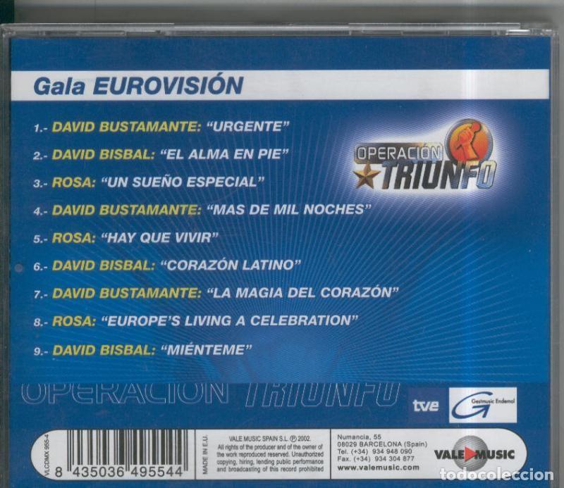 Libros antiguos: CD: Operacion Triunfo Gala Eurovision: Rosa-Bisbal y Bustamante - Varios