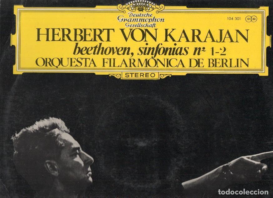 Antiquarische B&uuml;cher: Disco/Vinilo-LP: Deutsche Grammophon: HERBERT VON KARAJAN - Beethoven, Sinfonias No.1 y 2 - Beethove