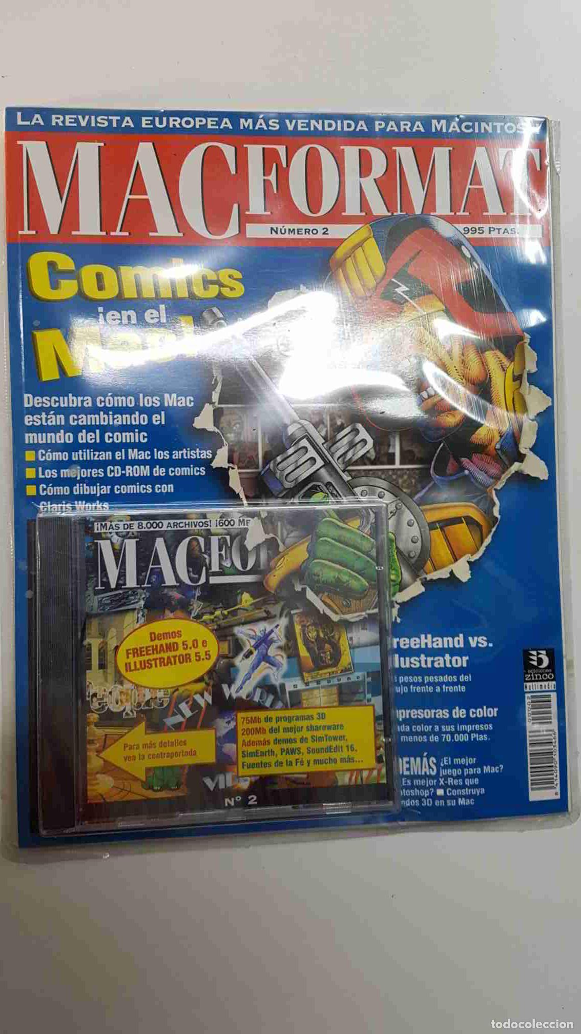Old books: Revista MacFormat num 2 mayo 1995 - FreeHand vs illustrator. Los mejores cds de comics. Crear textur