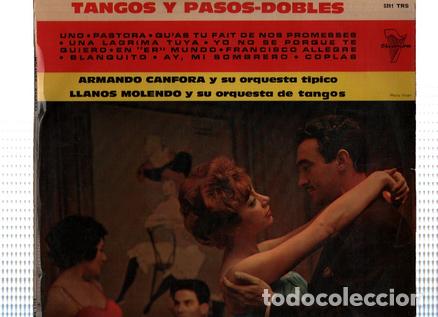 Libros antiguos: Disco/Vinilo-LP 33 1/3: Recopilatorio TANGOS Y PASOS-DOBLES - Armando Canfora y Llanos Molendo (Tria