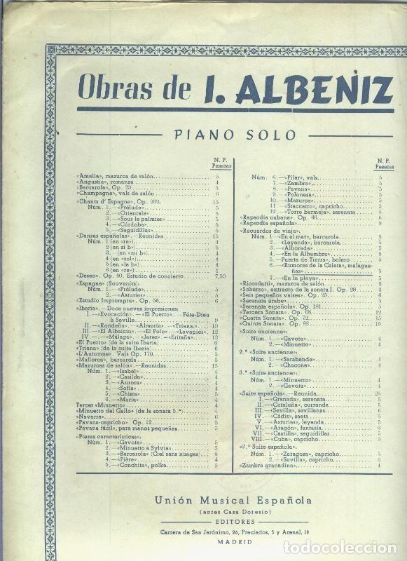 Old books: Obras de I,Albeniz: Recuerdos de viaje numero 6: rumores de la caleta - Isaac Albeniz