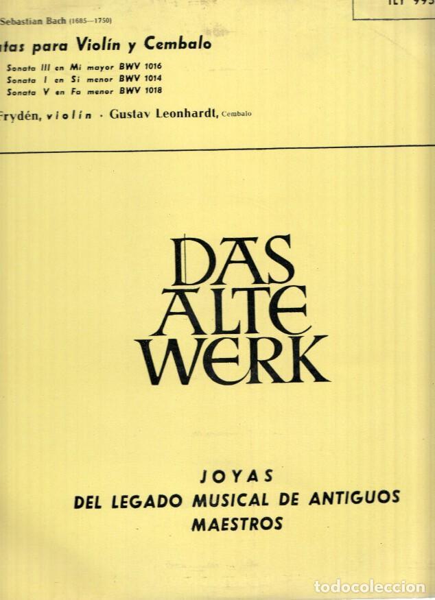 Livres anciens: Disco/Vinilo-LP: BACH - Das Alte Werk / Sonatas para Violin y Cembalo (RCA) - MOZART