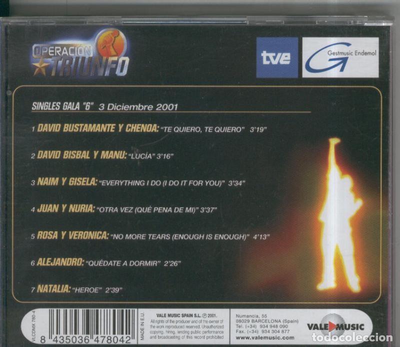Libros antiguos: CD: Operacion Triunfo Gala numero 06 del 03.12.2001 - Varios