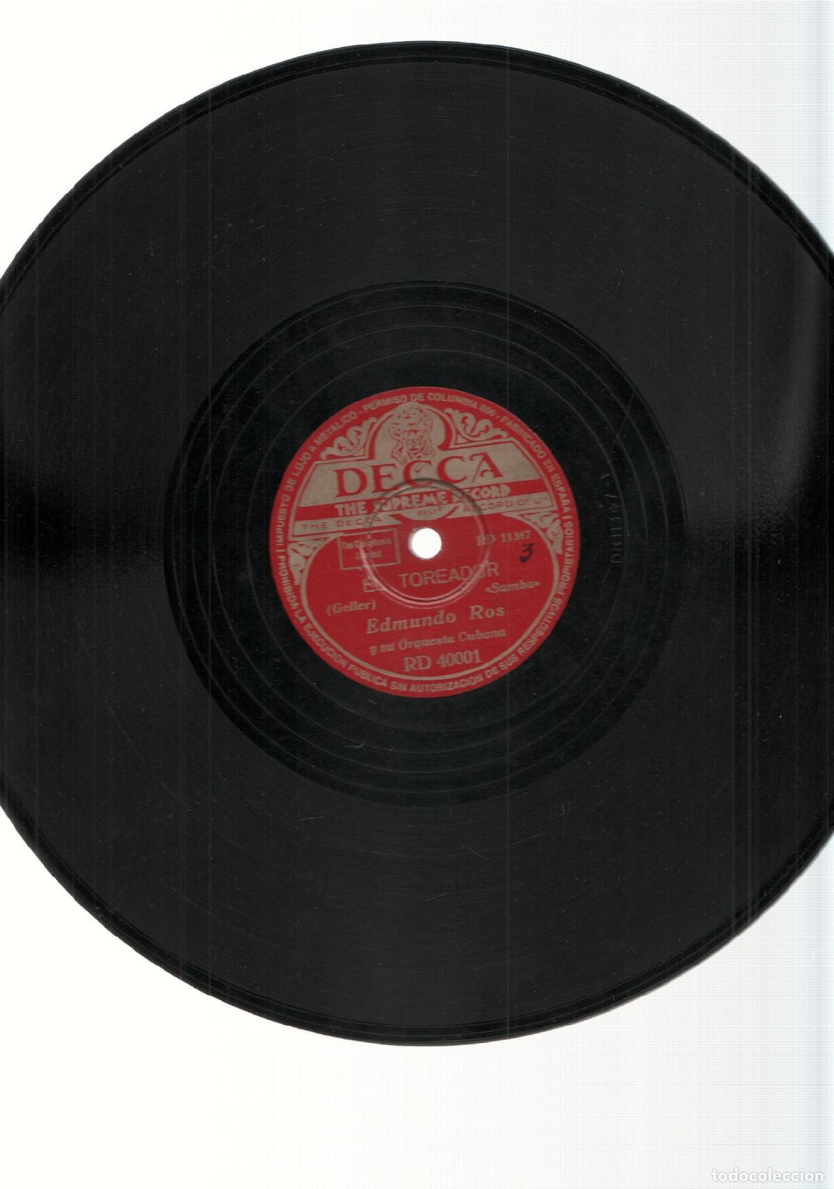 Livros antigos: DISCO/PIZARRA: EDMUNDO ROS - El Toreador y Una Noche Lluviosa en Rio (Decca) - Henry Leca y su Orque