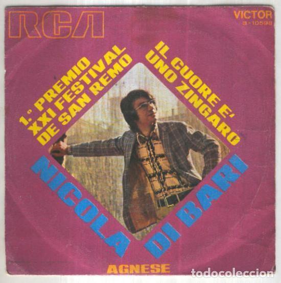 Libri antichi: Disco 45 r.p.m: NICOLA DI BARI - Agnese (RCA) - Nicola Di Bari