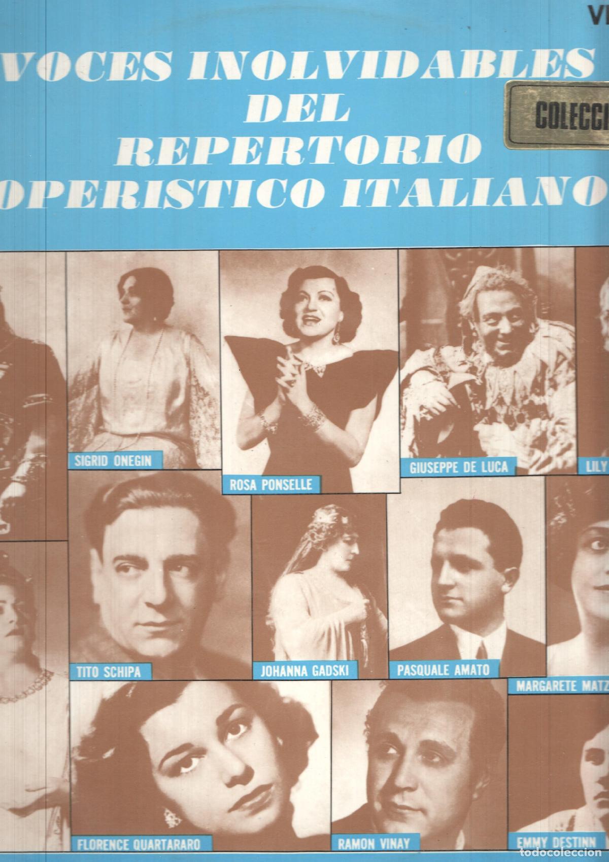 Livres anciens: LP: Voces inolvidables del repertorio operistico italiano - Bellini, Donizetti, Caruso, Ponselle