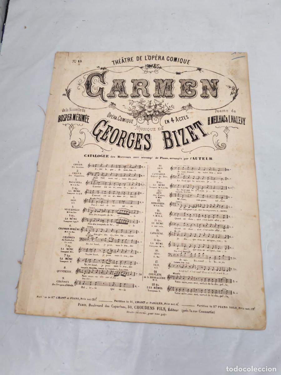 Libri antichi: CARMEN. Op&eacute;ra comique en quatre-actes de Georges Bizet (Edici&oacute;n 1900 aprox.)