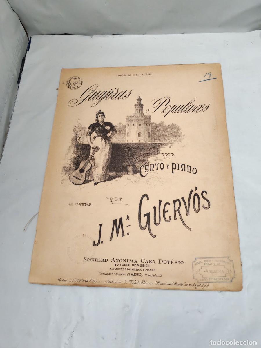 Libri antichi: Jos&eacute; Mar&iacute;a Guerv&oacute;s: Guajiras Populares para Canto y Piano (Casa Dotesio, 1900 aprox.)