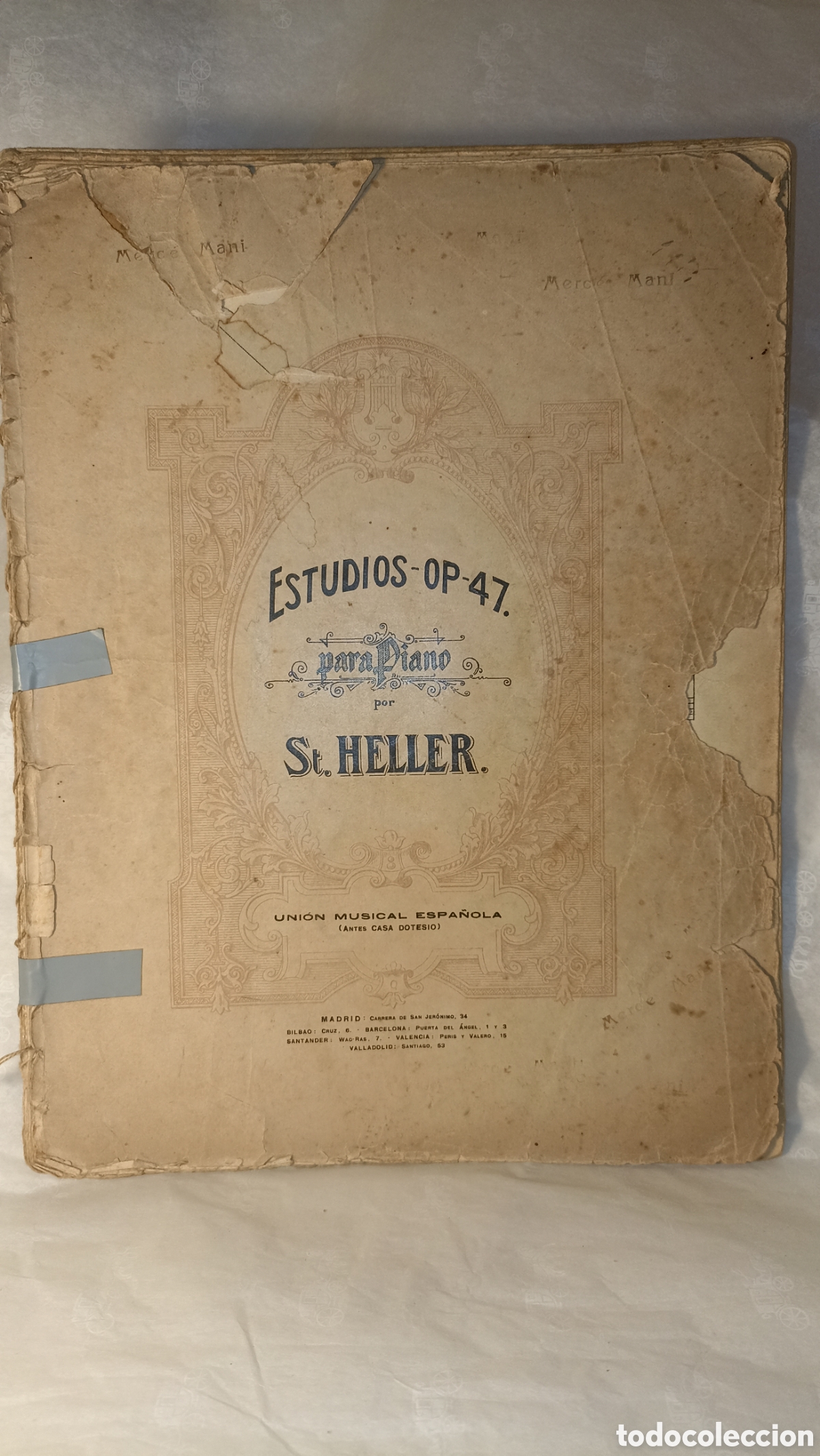 Libros antiguos: Partitura Estudios op-47 para piano St. Heller Uni&oacute;n musical Espa&ntilde;ola 1921