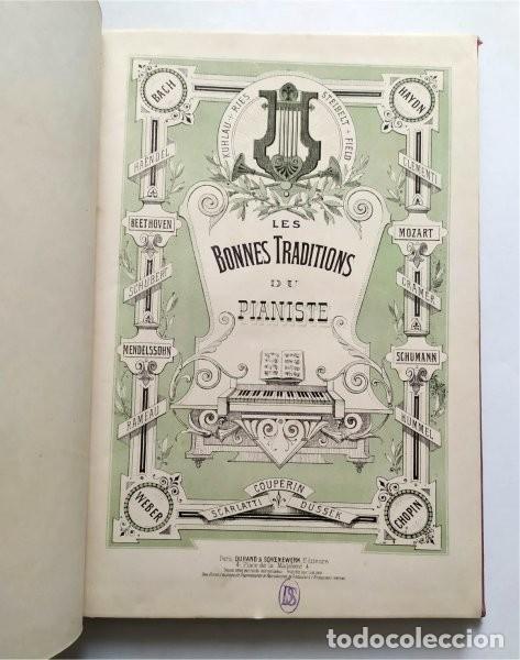 Livros antigos: Les bonnes traditions du pianiste. Par&iacute;s, Durand & Schoenewerk. Sello m&uacute;sica y pianos Zozaya, Madrid
