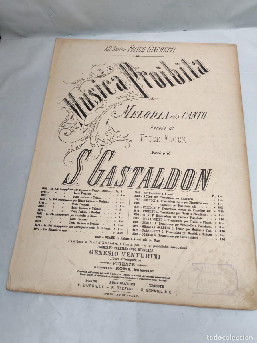 Libros antiguos: Stanislao Gastaldon: MUSICA PROIBITA, Melodia per Canto (Edici&oacute;n 1900 aprox.)