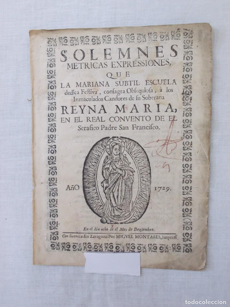 Livres anciens: SOLEMNES METRICAS EXPRESIONES VILLANCICOS BARROCOS ZARAGOZA 1729 MUY RARO