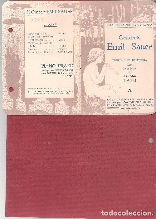 Livres anciens: programa concierto PALAU DE LA MUSICA CATALANA, CONCERTS EMIL SAUER , 1910