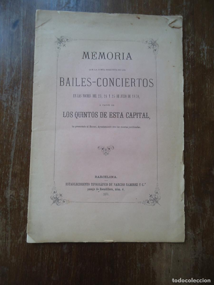 Libros antiguos: Bailes-conciertos en las noches &hellip; julio de 1870, a favor de los quintos de esta capital (Barcelona)