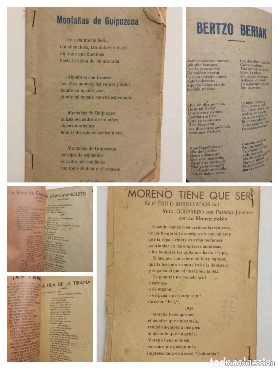 Libros antiguos: CURIOSO CONJUNTO DE CANCIONES ANTIGUAS. MONTA&Ntilde;AS DE GUIPUZCOA, BERTZO BERIAK, EL GRAN MANOLETE...