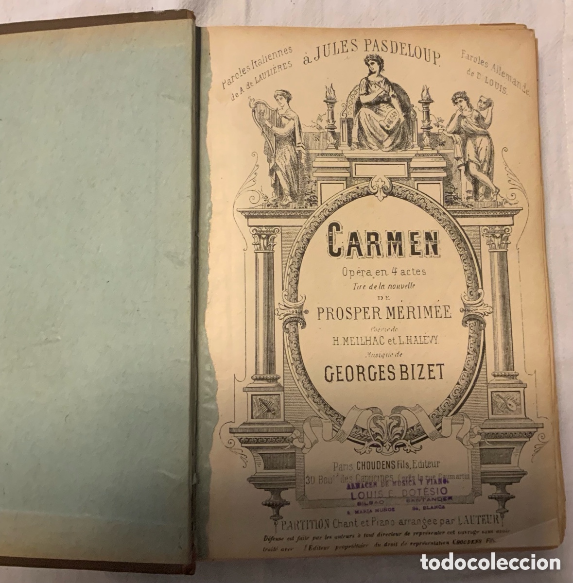 Libros antiguos: Partitura Antigua &Oacute;pera CARMEN - G. Bizet - Ed. Choudens Fils (c. 1890) Biling&uuml;e