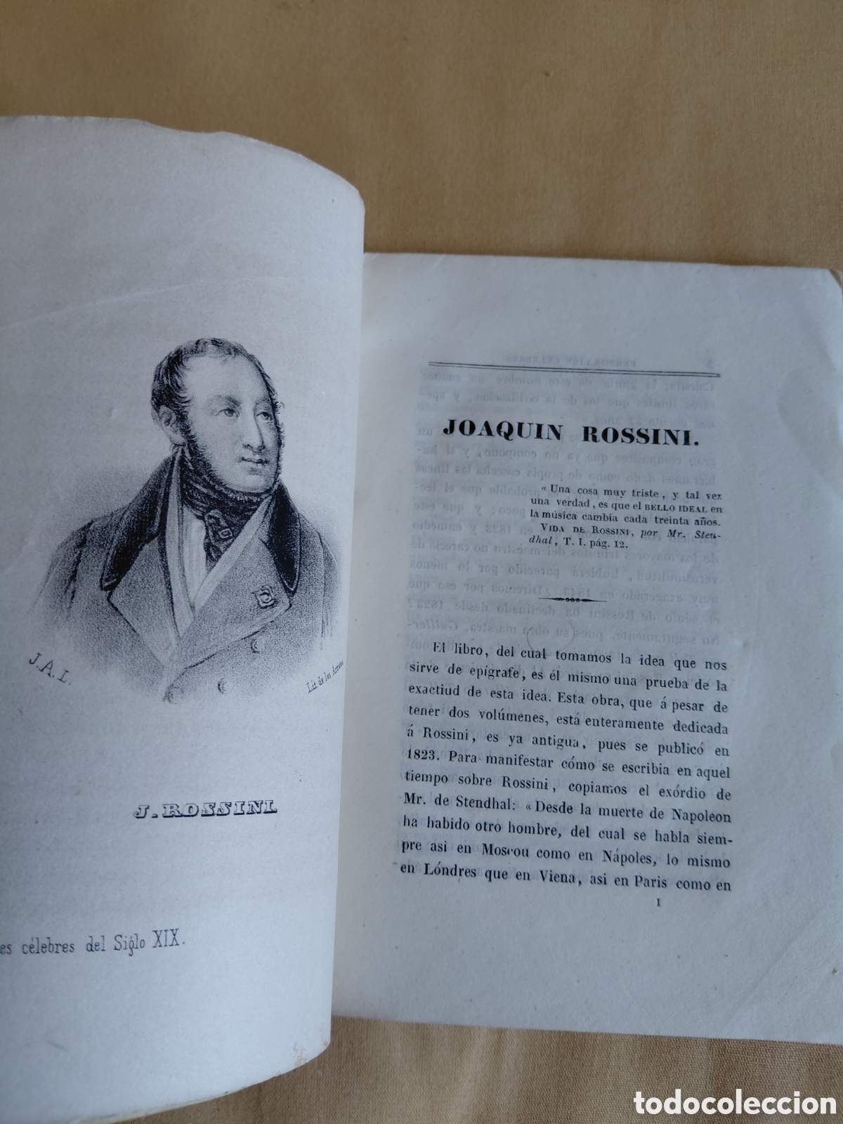 Libros antiguos: 1843 Joaqu&iacute;n Rossini. Jose Maria Quadrado. Madrid Imprenta de D. Fernando Suarez In 8&ordm; rustica tipog