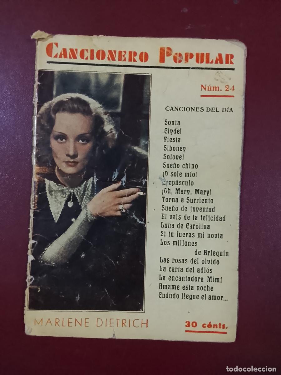 Libros antiguos: Cancionero popular N&uacute;m. 24. Marlene Dietrich (Editorial Alas. 1932)