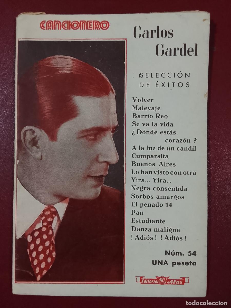 Libros antiguos: Cancionero n&uacute;m 54. Carlos Gardel (Editorial Alas)
