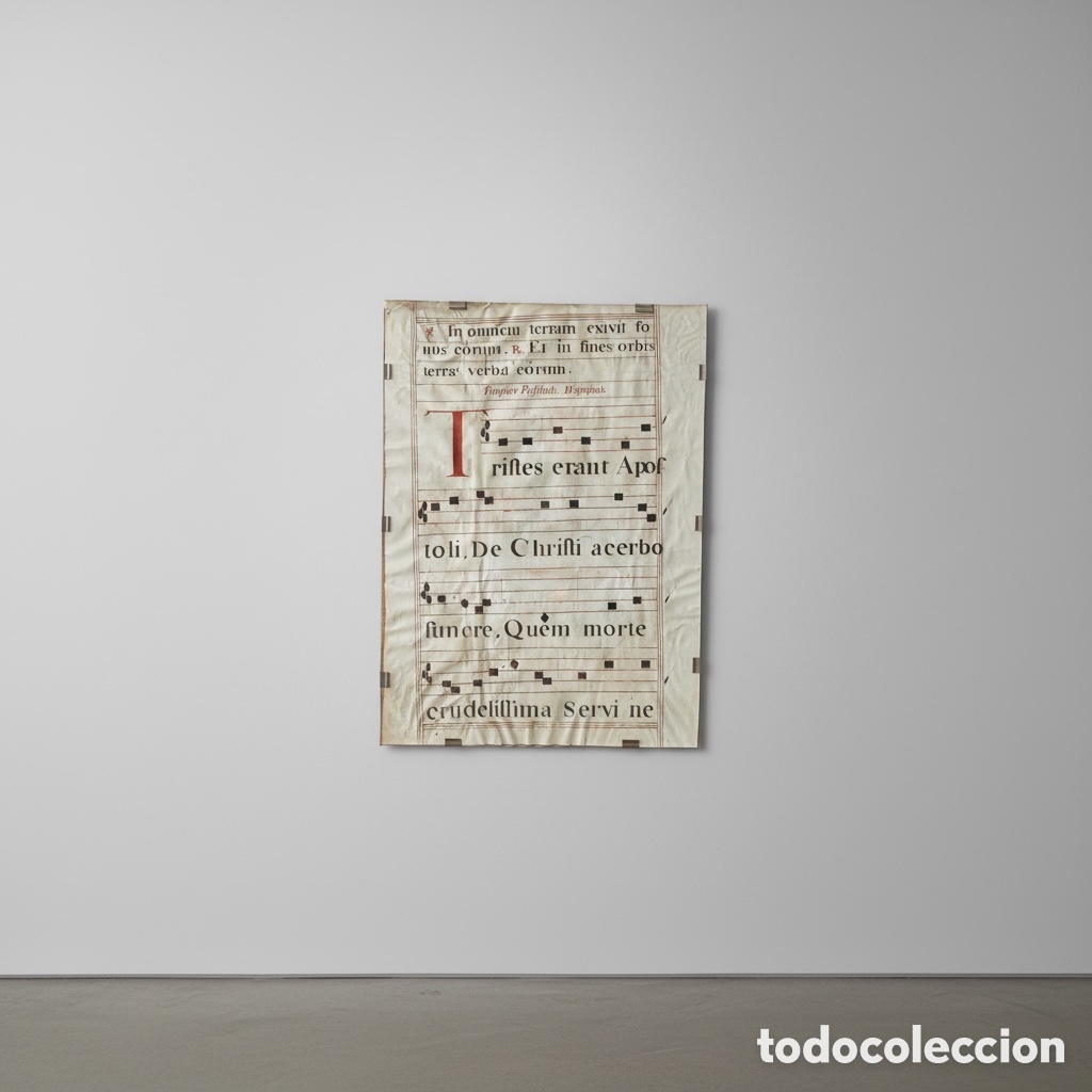 Libros antiguos: Hoja de cantoral. Antifonario. Canto gregoriano. Pergamino