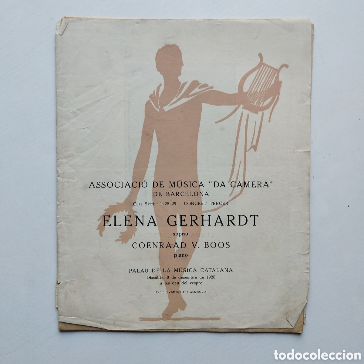 Libros antiguos: 1928 CONCERT ELENA GERHARDT FRANZ SCHUBERT JOAQUIM PENA ASSOCIACI&Oacute; M&Uacute;SICA DA CAMERA OLIVA VILANOVA