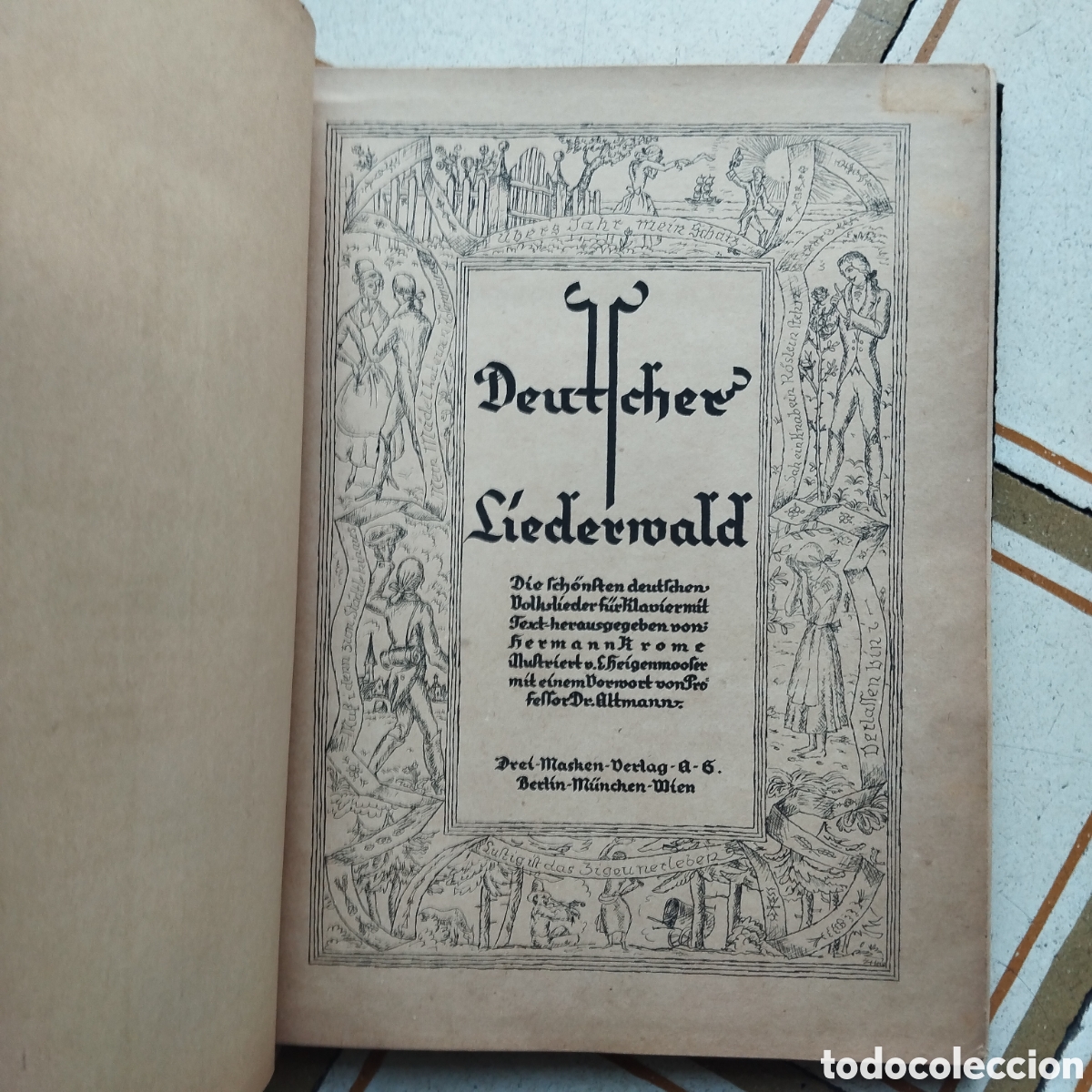 Libros antiguos: Deutscher Liederwald Die sch&ouml;nsten deutschen Volkslieder f&uuml;r Klaviermit Text - herausgegeben von: He - Foto 3