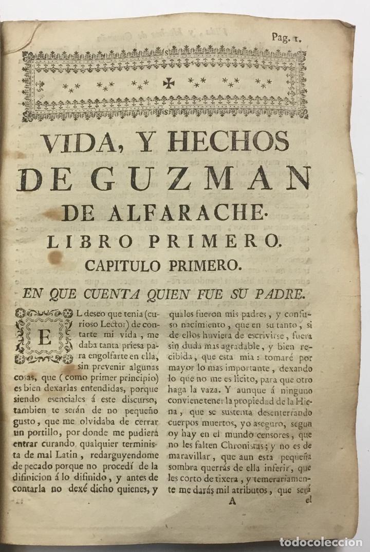 Libros antiguos: PRIMERA, Y SEGUNDA PARTE DE LA VIDA, Y HECHOS DEL PICARO GUZMAN DE ALFARACHE. - ALEMAN, Matheo. - Foto 3 - 114154528