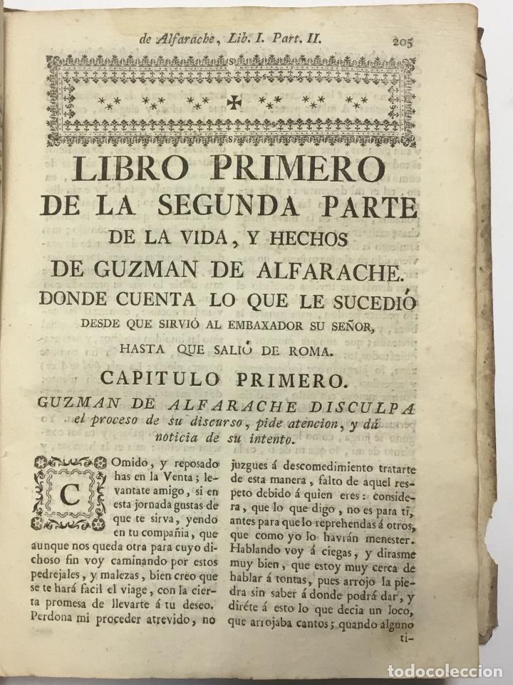 Libros antiguos: PRIMERA, Y SEGUNDA PARTE DE LA VIDA, Y HECHOS DEL PICARO GUZMAN DE ALFARACHE. - ALEMAN, Matheo. - Foto 5 - 114154528