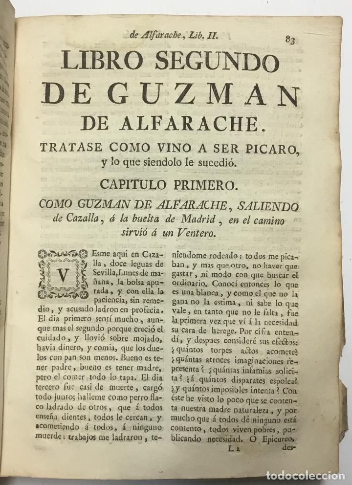 Libros antiguos: PRIMERA, Y SEGUNDA PARTE DE LA VIDA, Y HECHOS DEL PICARO GUZMAN DE ALFARACHE. - ALEMAN, Matheo. - Foto 4 - 114154528