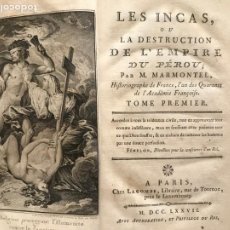 Libros antiguos: LES INCAS OU LA DESTRUCTION DE L EMPIRE DU PEROU, (I-II) 1777. J-F. MARMONTEL. GRABADOS
