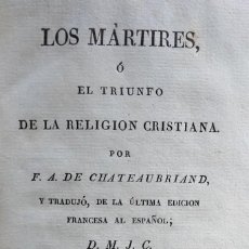 Libros antiguos: LOS MÁRTIRES. CHATEAUBRIAND. MURCIA, 1823. TOMO 1.