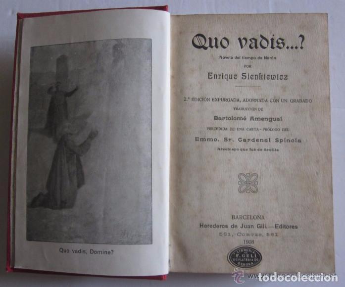 Libros antiguos: QUO VADIS - A&Ntilde;O 1908 - Foto 2