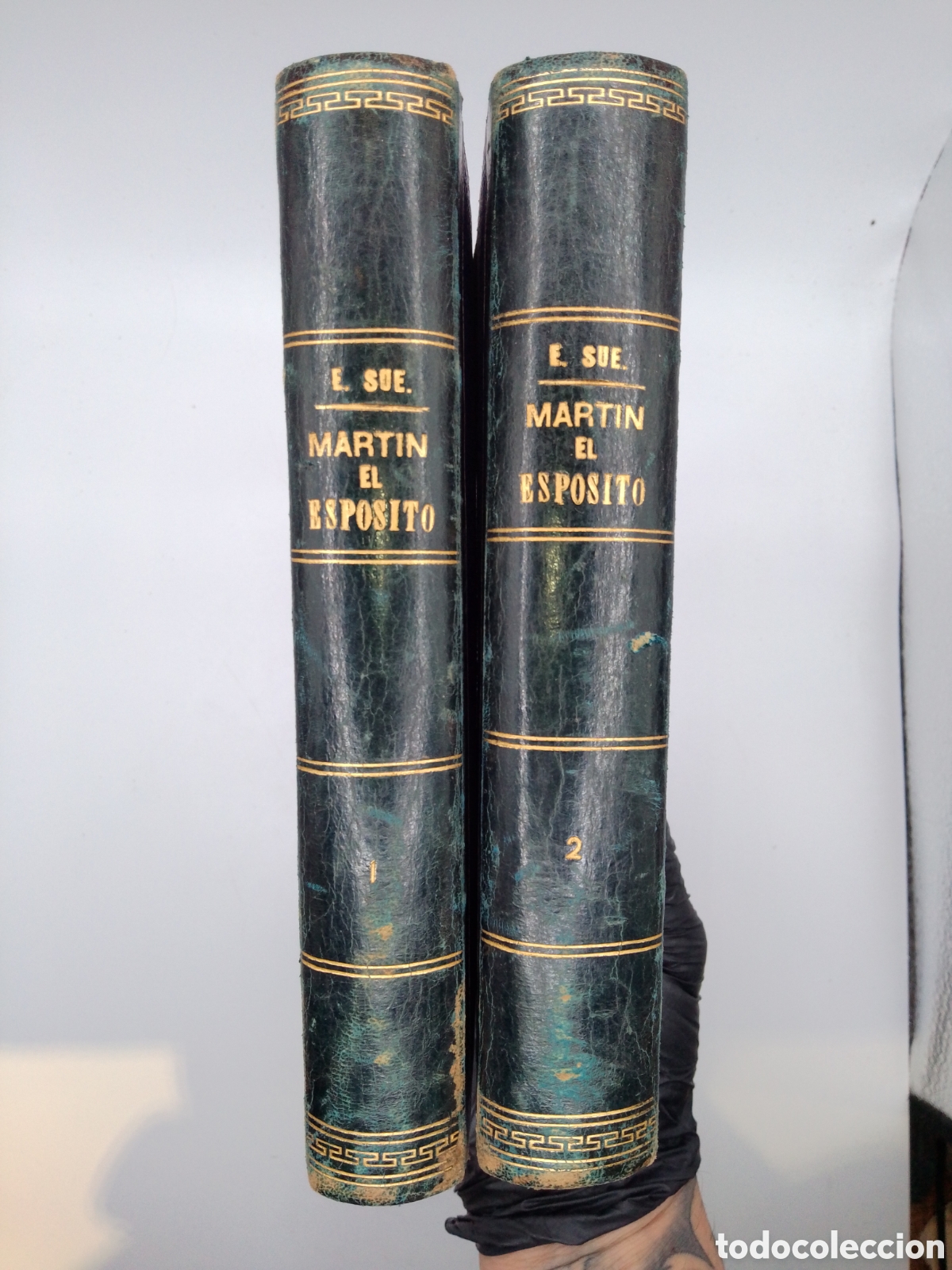 Libros antiguos: . Mart&iacute;n el Esp&oacute;sito (Tomos I y II) - Eug&egrave;ne Sue. Ed. Mellado. Encuadernaci&oacute;n de &eacute;poca.1846-1847