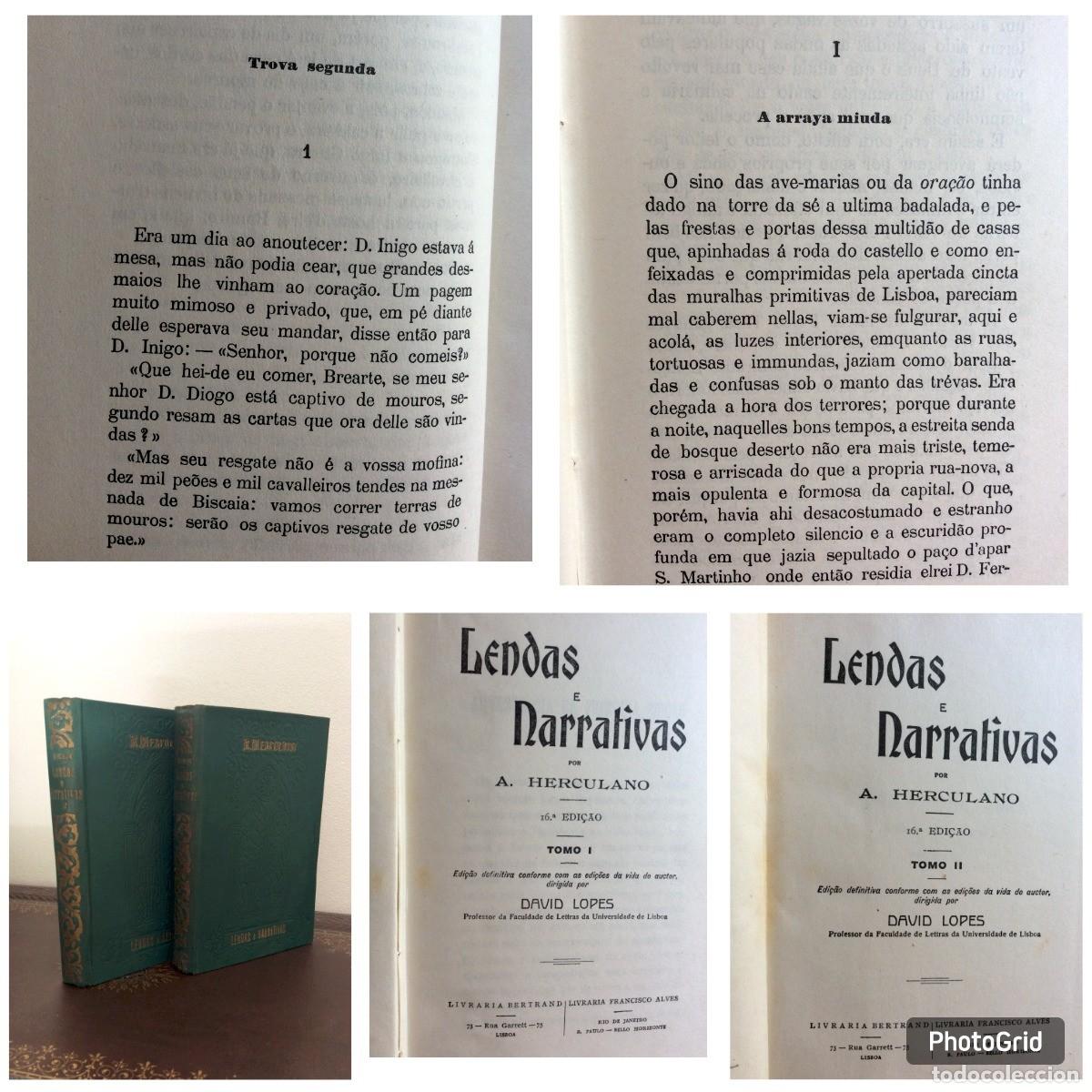 Libros antiguos: HERCULANO (Alexandre). LENDAS E NARRATIVAS. 16.&ordf; edi&ccedil;&atilde;o ( 1934 ). 2 volumes