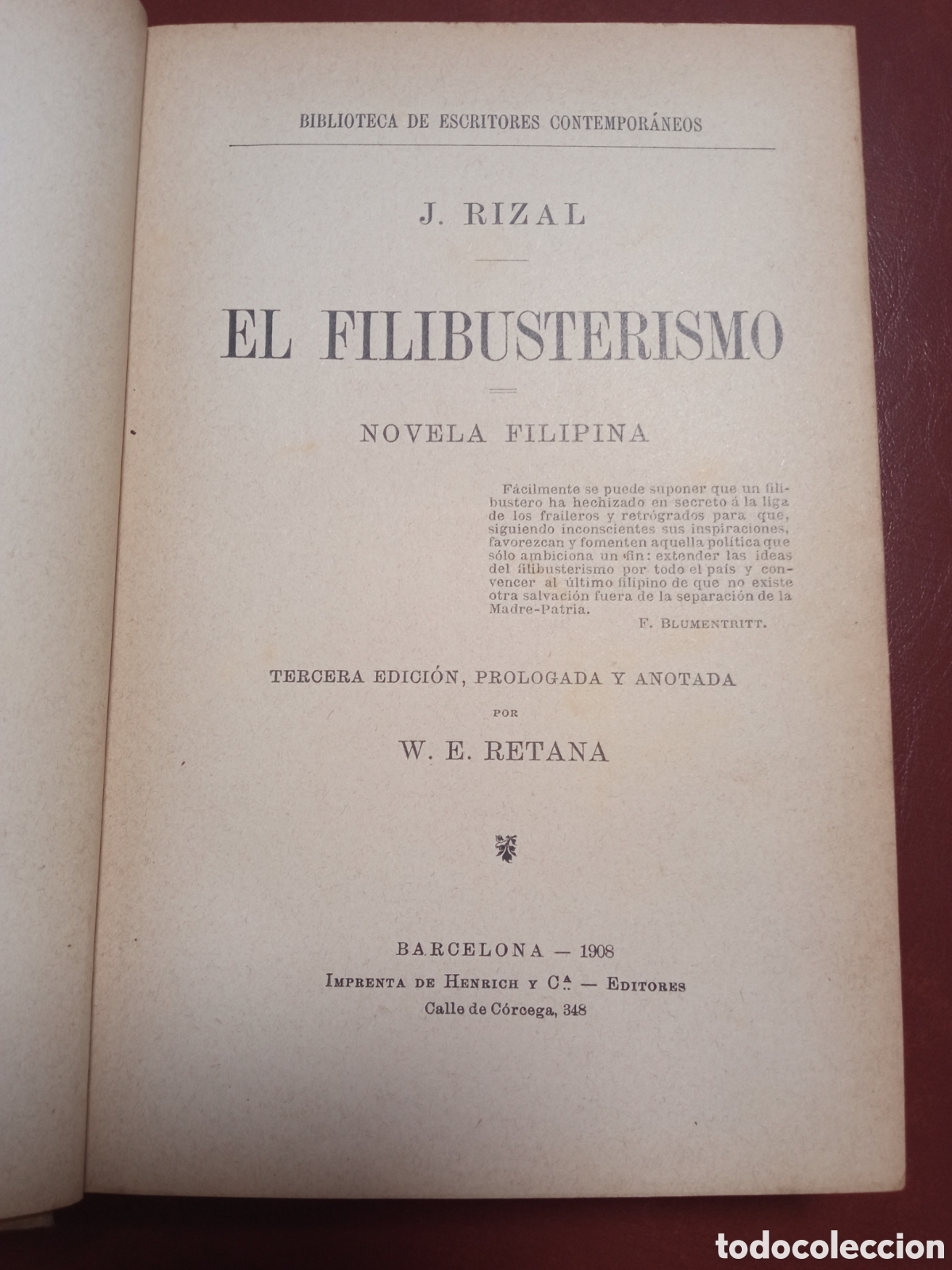 Libros antiguos: El filibusterismo - Jos&eacute; Rizal - 1908