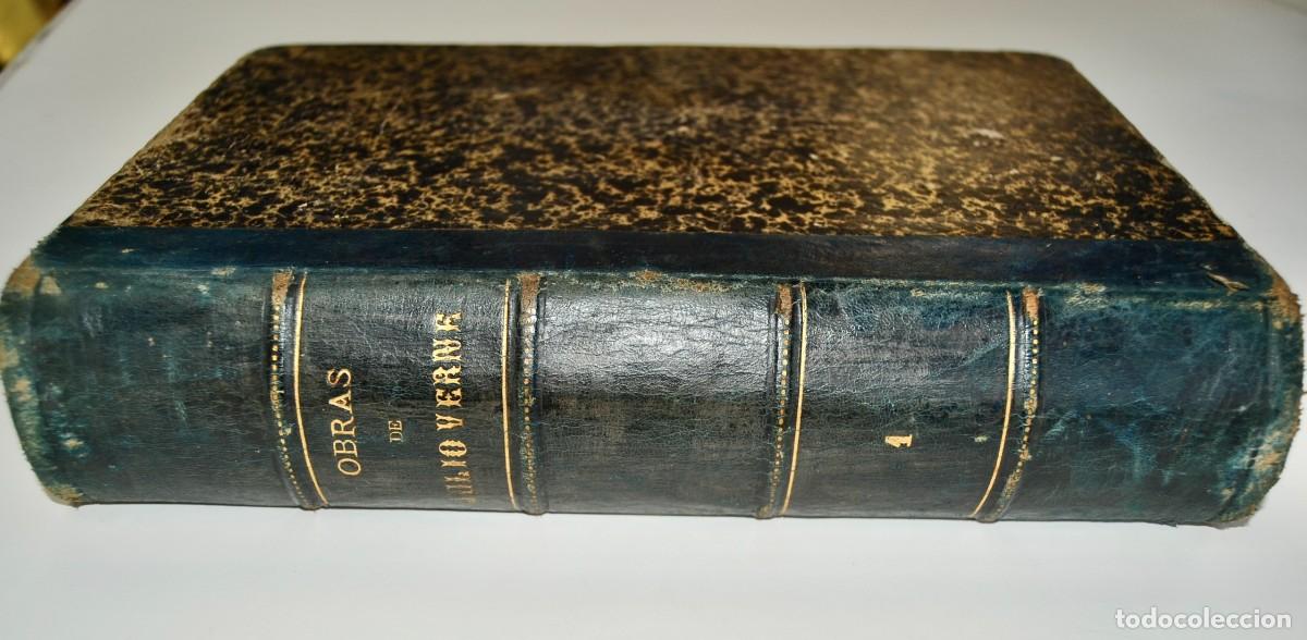 Old books: Volumen encuadernado con 6 novelas de Julio Verne. Ilustradas con grabados. Madrid, 1894.