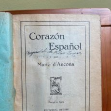 Libros antiguos: CORAZÓN ESPAÑOL / MARIO D'ANCONA * NOVELA POR ENTREGAS * FOLLETÍN *