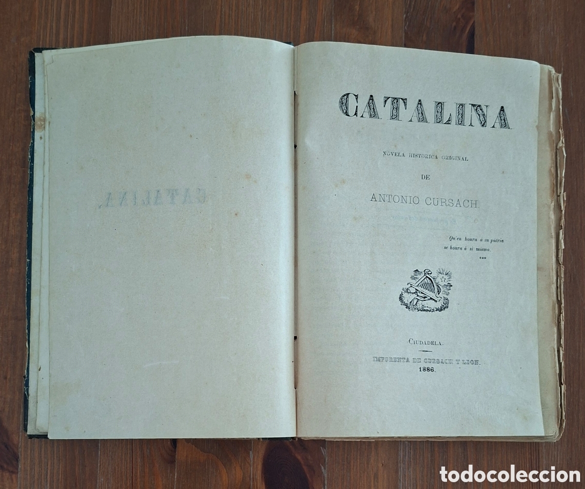 Libros antiguos: Catalina Novela hist&oacute;rica original de Antonio Cursach (1886).